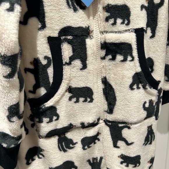 Black bears kids hooded fleece jumpsuit onesie “little blue horse” size 10 new! - Picture 4 of 7